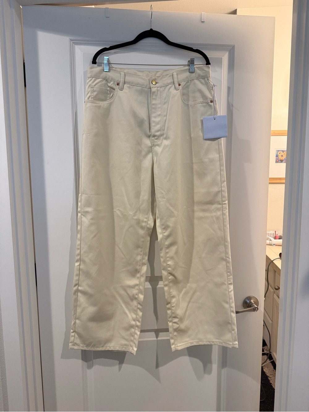 Roucha Dosa Cream Wide Leg Jeans
